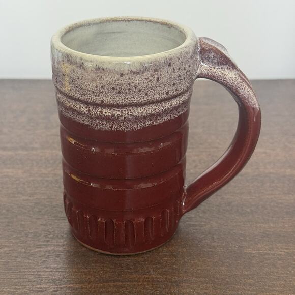Insook Pottery Mug Speckled Brown Red Gray Artesian Handmade Folk Art Dove Logo - Picture 1 of 11